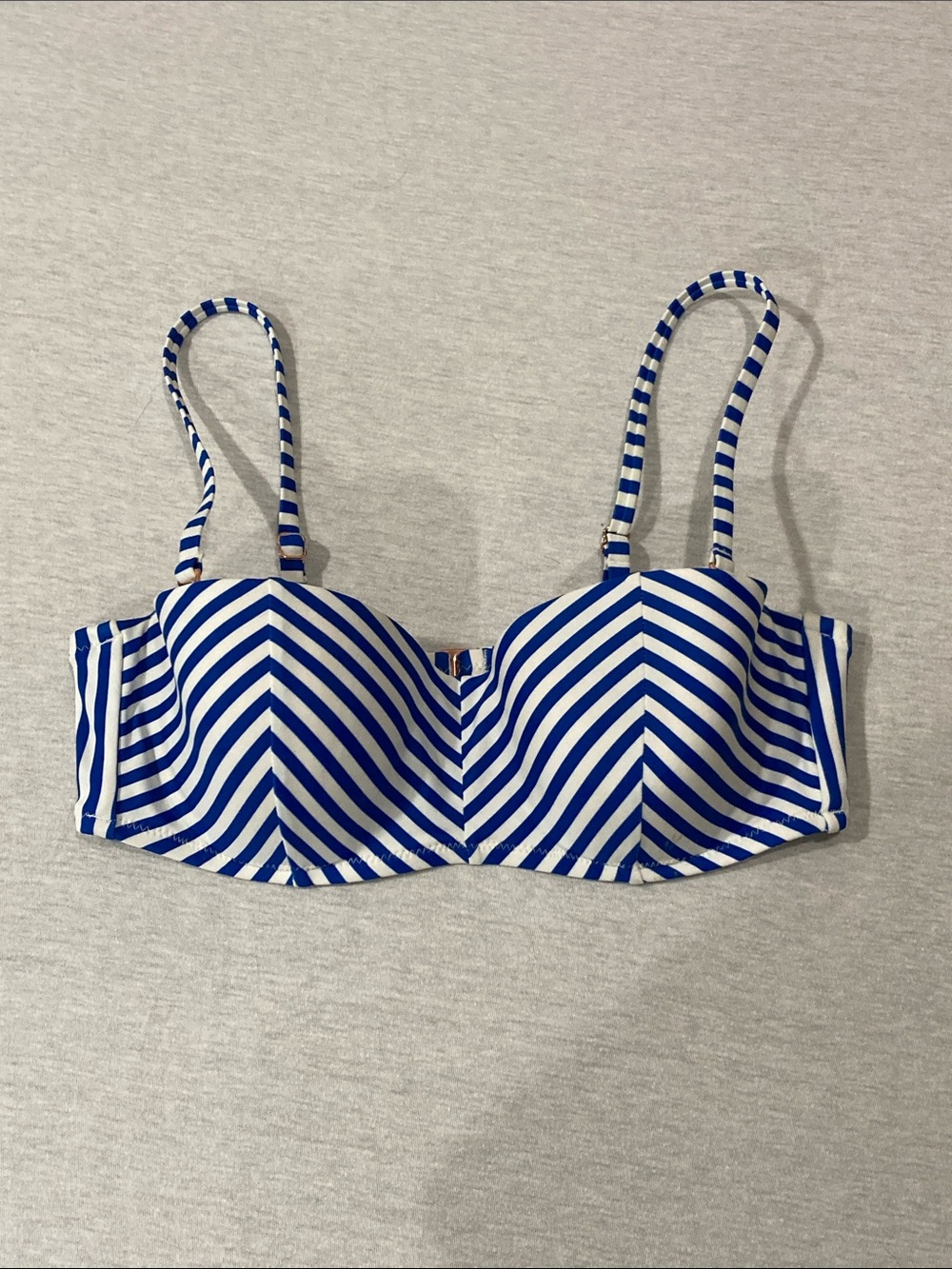 Shade & Shore Striped Blue and White Bandeau Bikini Top sz 34B
